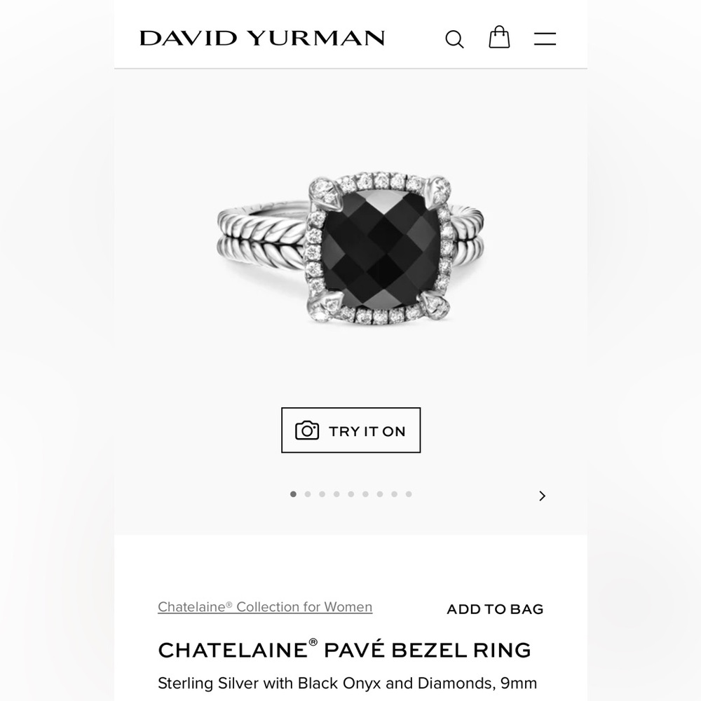 David Yurman chatelaine pave bezel ring in Black Onyx and Diamonds
